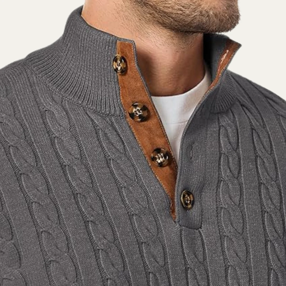 Roméo | Cable Knit Button Collar Sweater