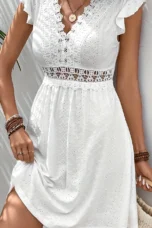 Arlette | Lace Bodice Flutter Sleeve Dress