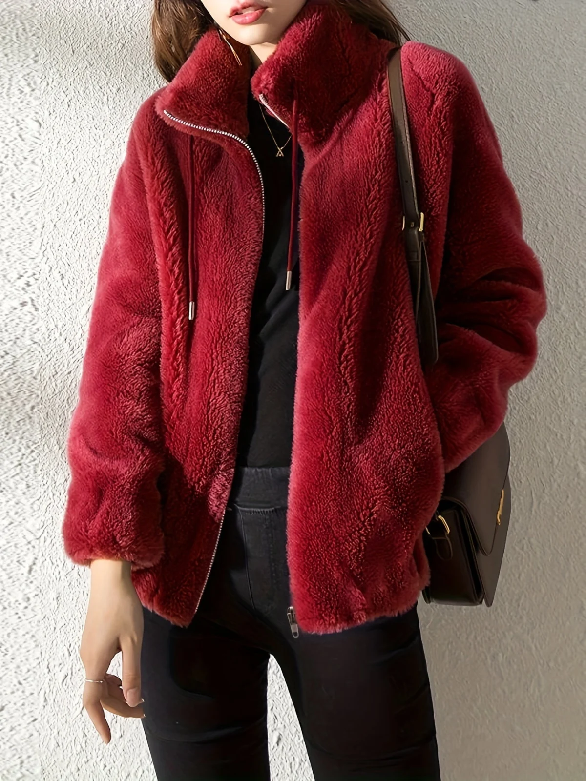 Marlene | Plush Coat, Stand Collar