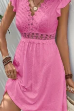 Arlette | Lace Bodice Flutter Sleeve Dress