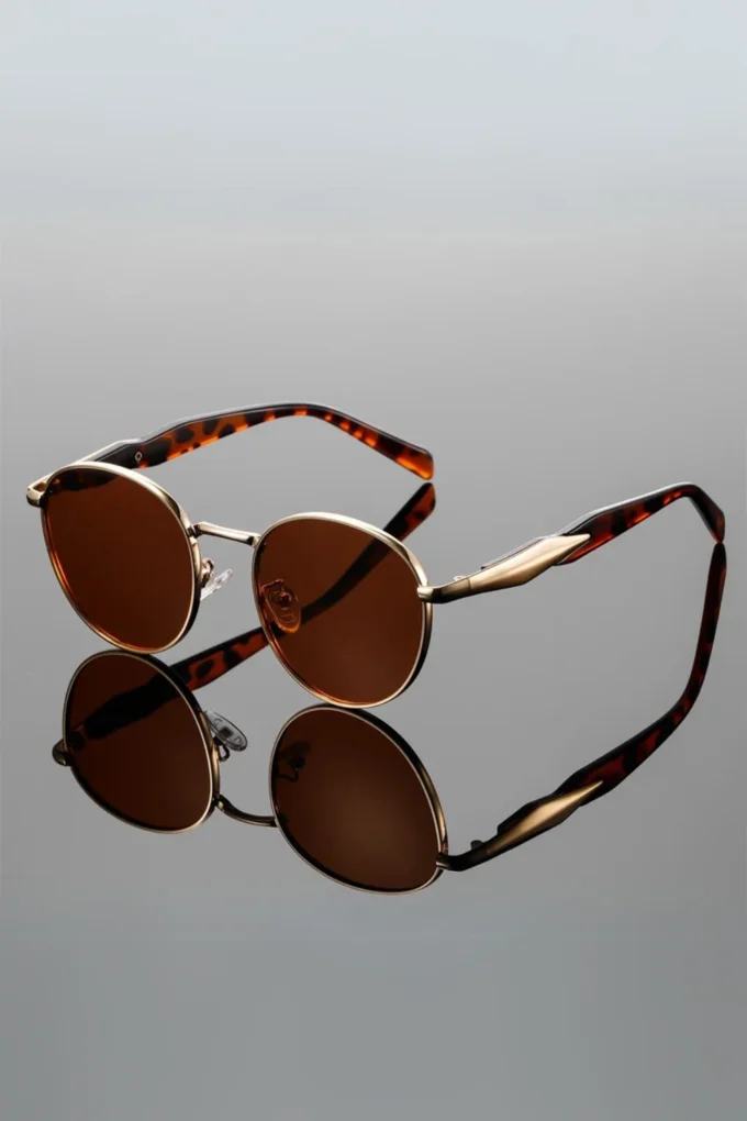 Amber Lens Round Metal Sunglasses
