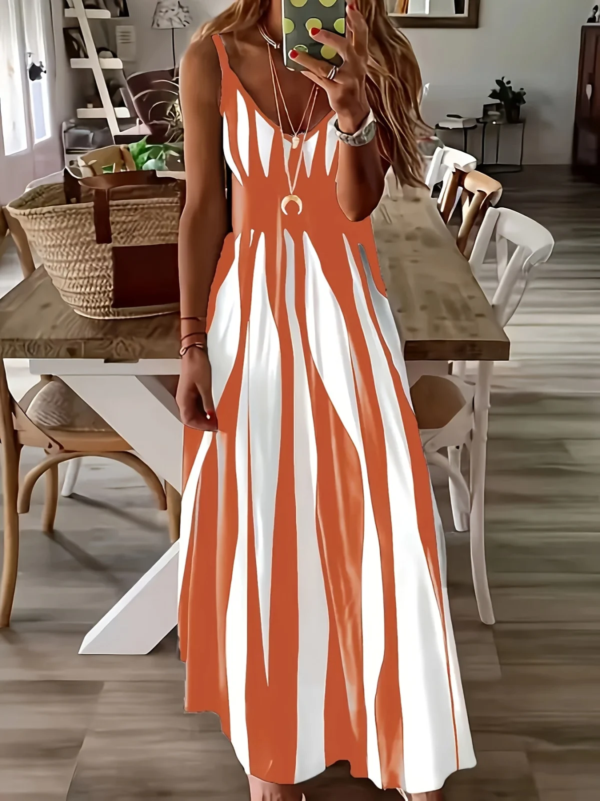 Elmina | Printed Strappy V-Neck Dress