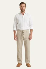 Yolande | Straight Leg Cotton-Linen Trousers