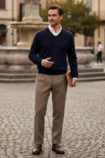 Fabienne | Herringbone Wool Trousers