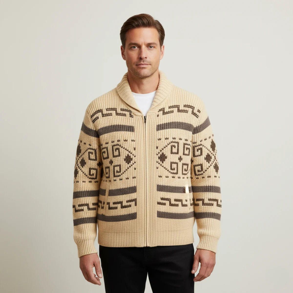 Urgel | Geometric Wool Blend Cardigan