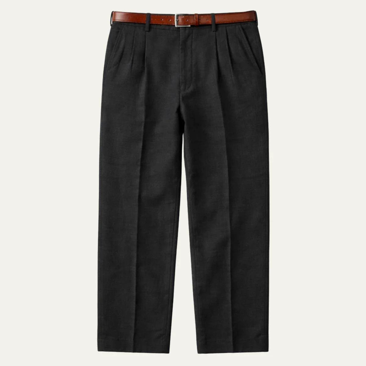 Blandine | Pleated Straight Linen Trousers