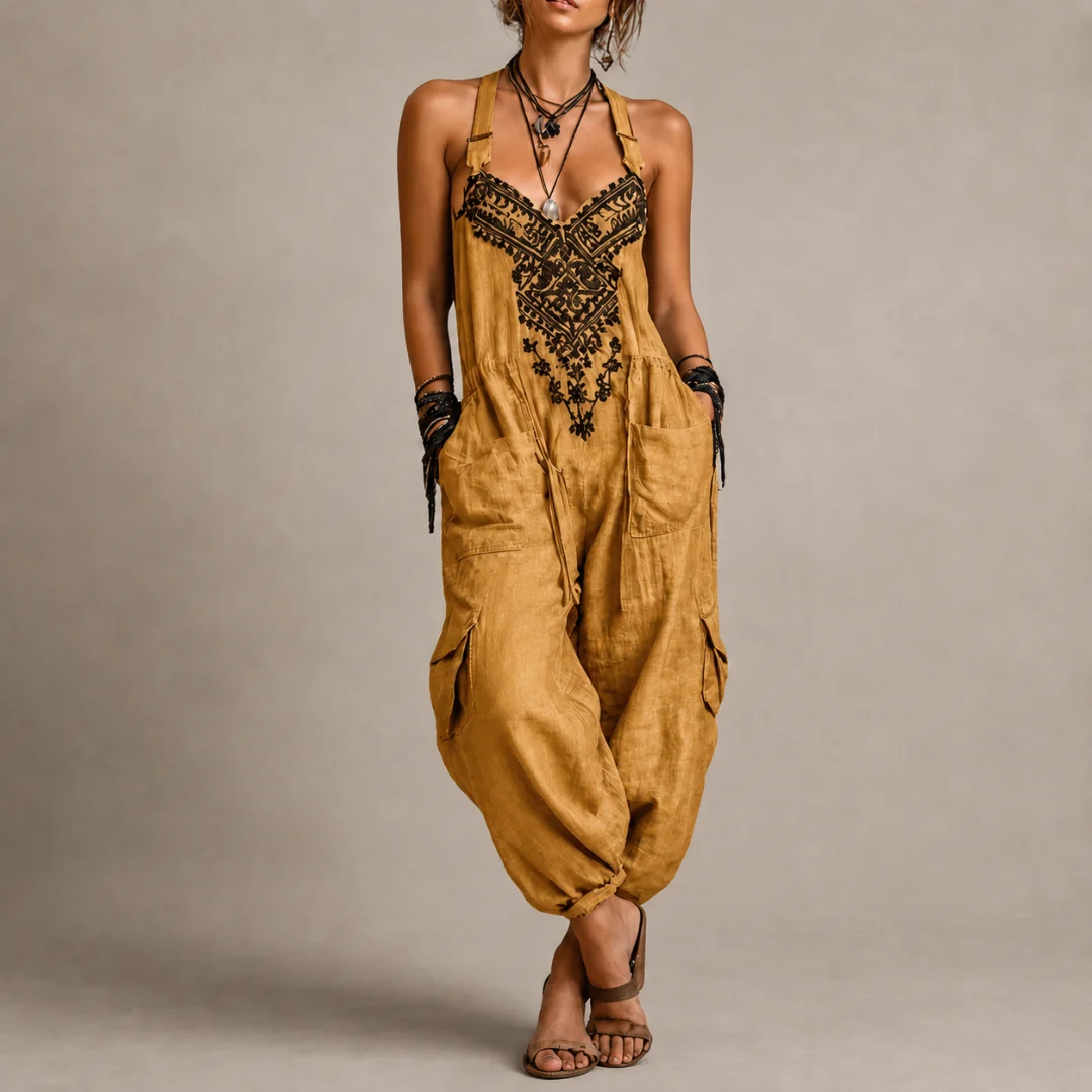 Régina | Embroidered Bodice Jumpsuit