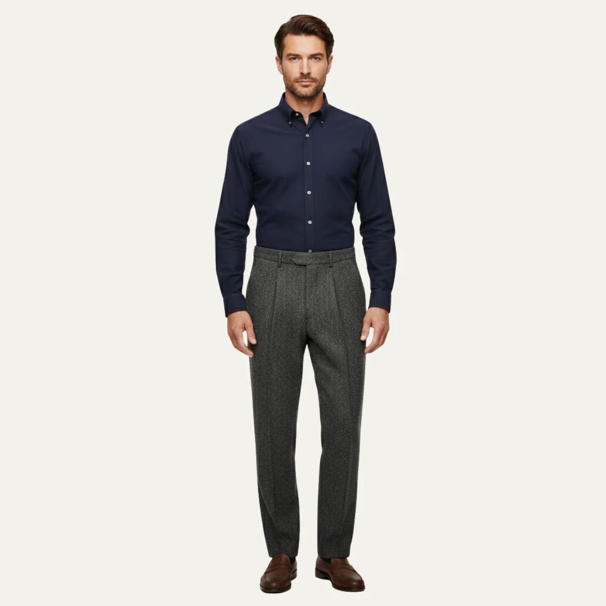 Clémence | High Waist Wool Tweed Trousers