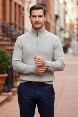 Cesaire | 100% Cotton Cable Quarter Zip