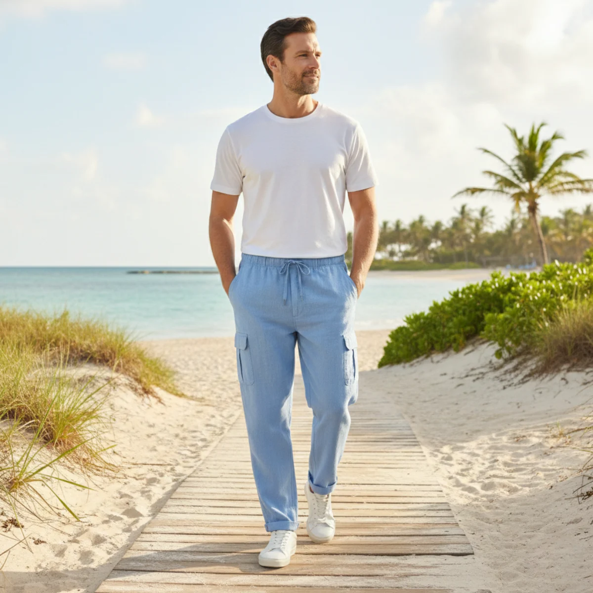Jeannine | Cotton-Linen Cargo Trousers