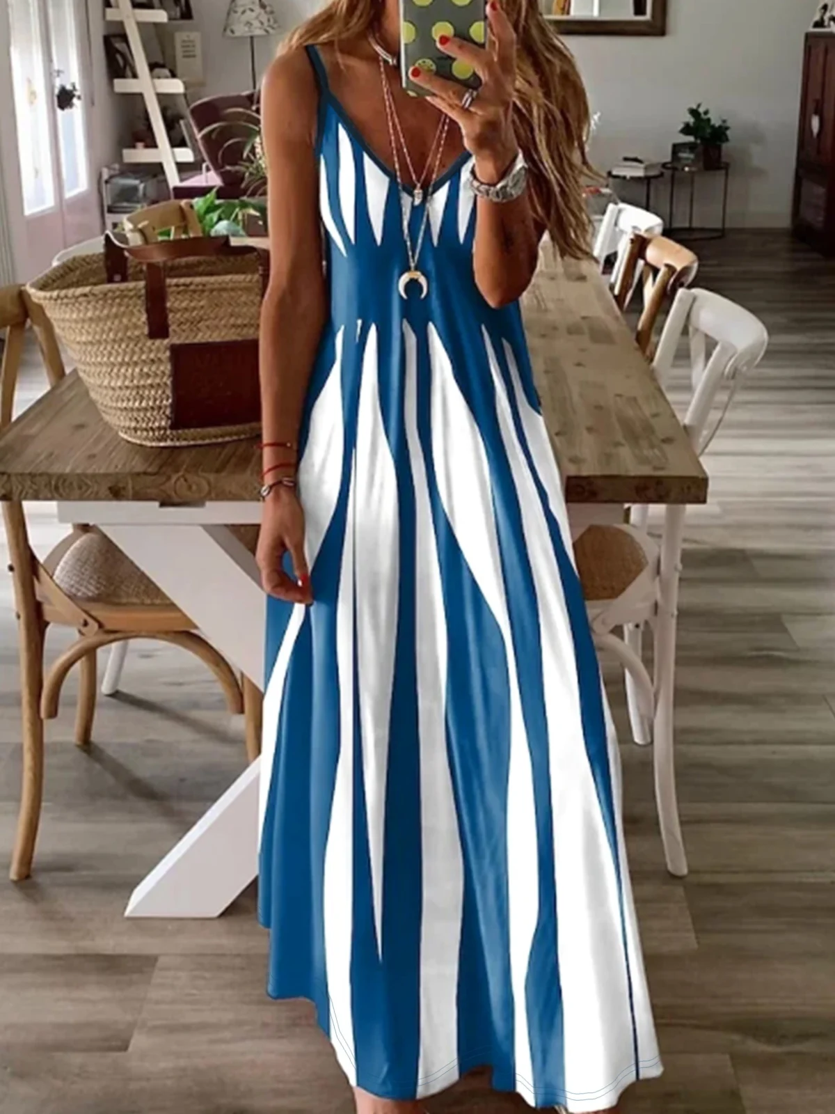 Elmina | Printed Strappy V-Neck Dress