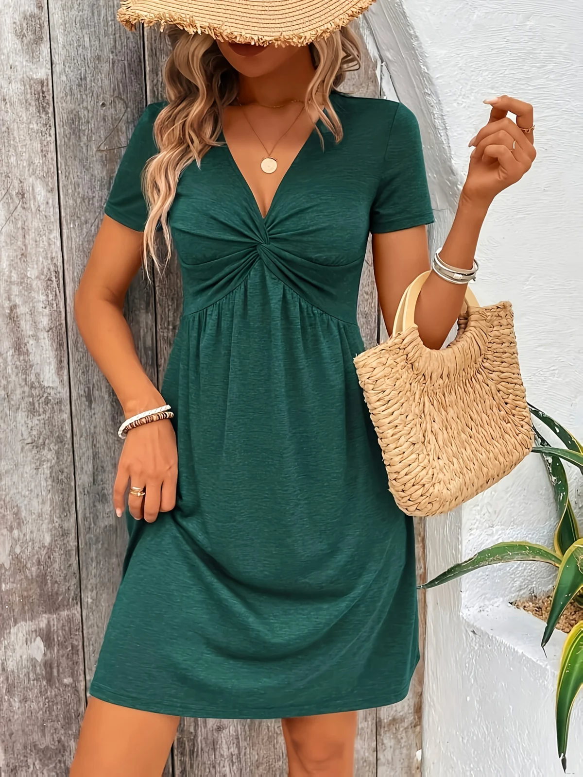 Virginie | Twist Front V-Neck Dress