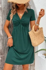 Virginie | Twist Front V-Neck Dress