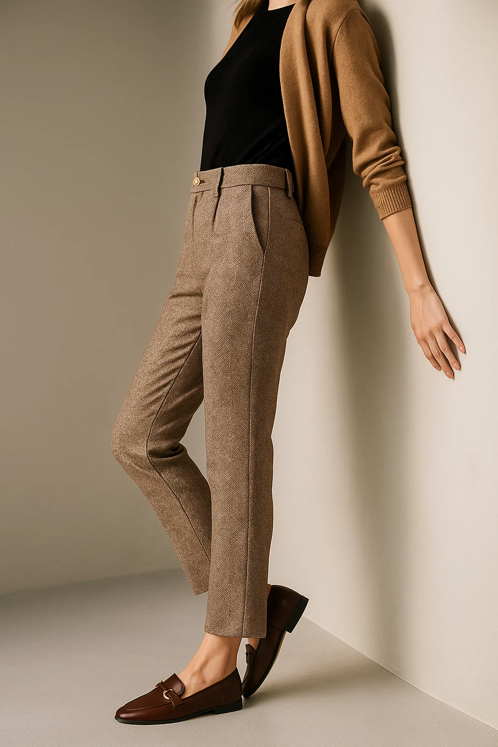 Suzette | 60% Wool Tapered Ankle Trousers