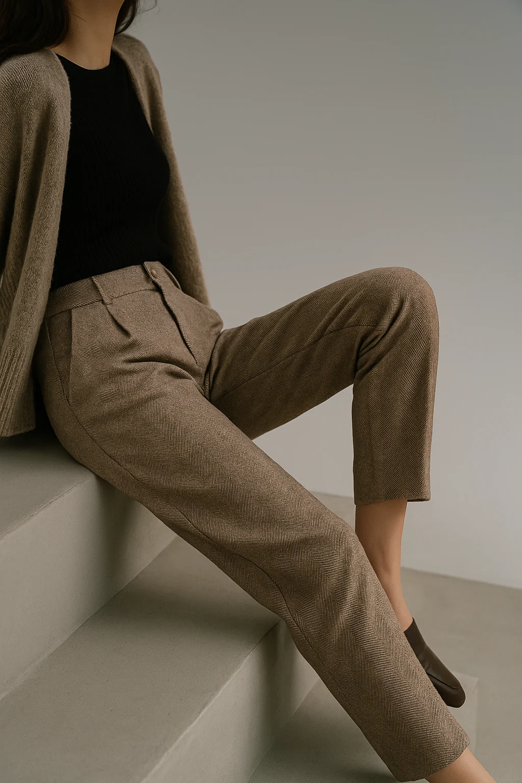 Suzette | 60% Wool Tapered Ankle Trousers