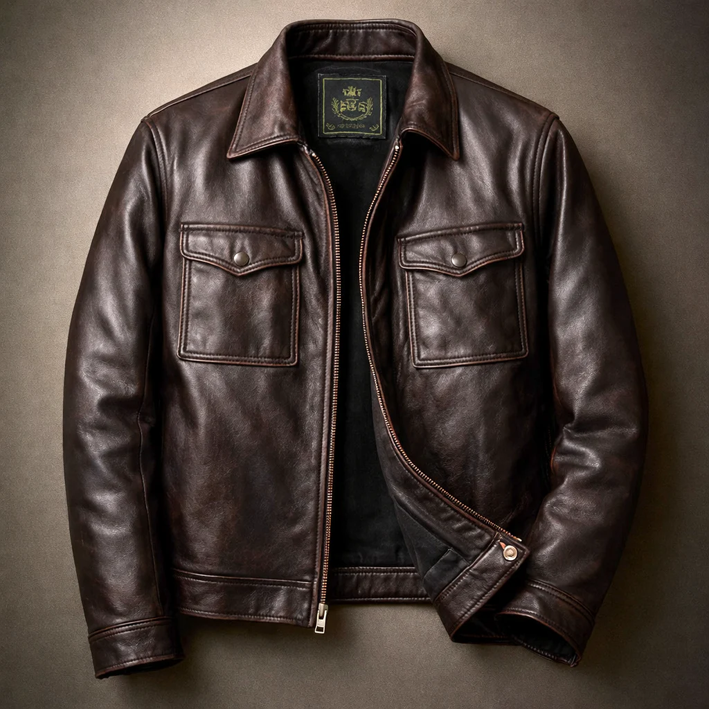 Elphege | Four Pocket Leather Zip Jacket