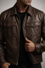 Elphege | Four Pocket Leather Zip Jacket