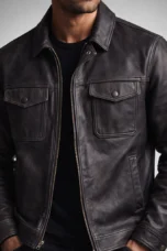 Elphege | Four Pocket Leather Zip Jacket