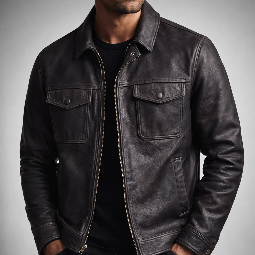 Elphege | Four Pocket Leather Zip Jacket