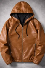 Adelard | Hooded Leather Zip Jacket