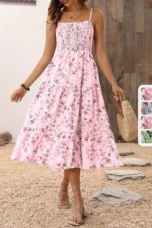 Pearl | Sleeveless Floral Midi Dress