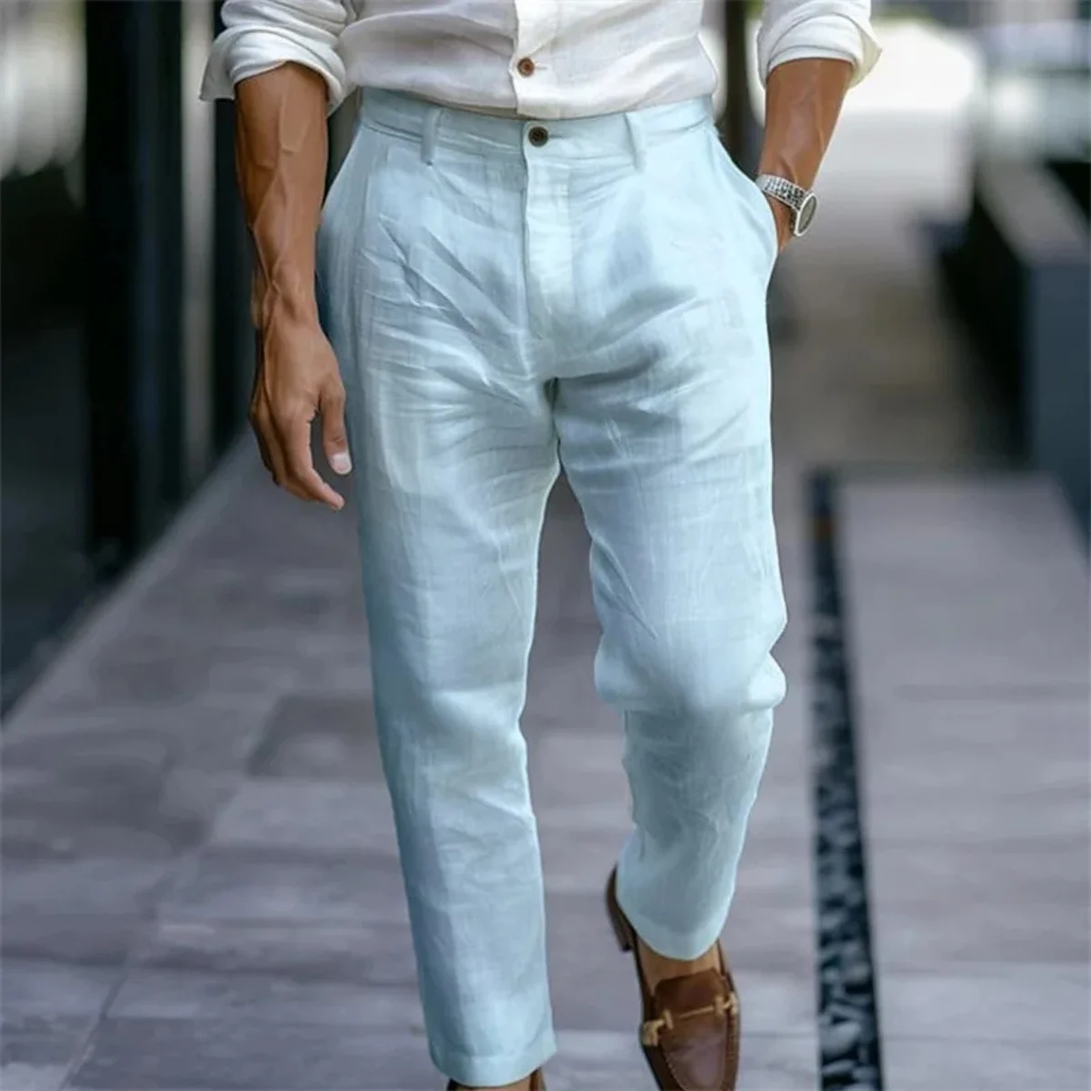 Rolande | Cotton-Linen Ankle Trousers
