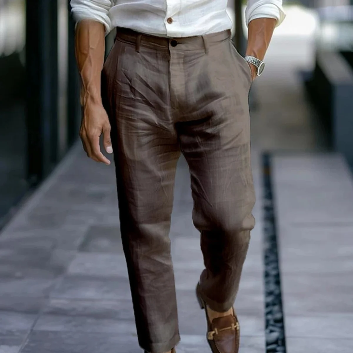 Rolande | Cotton-Linen Ankle Trousers