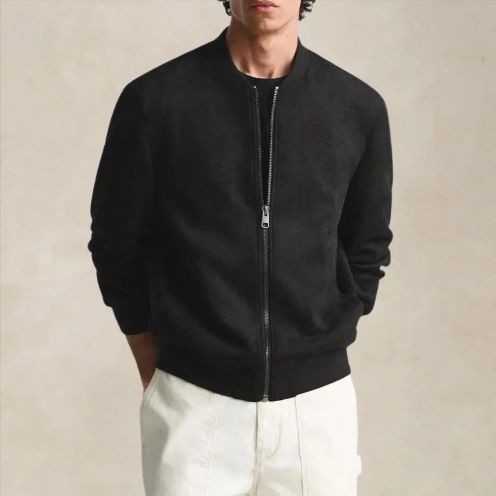 Damien | Brushed Cotton Zip Front Jacket