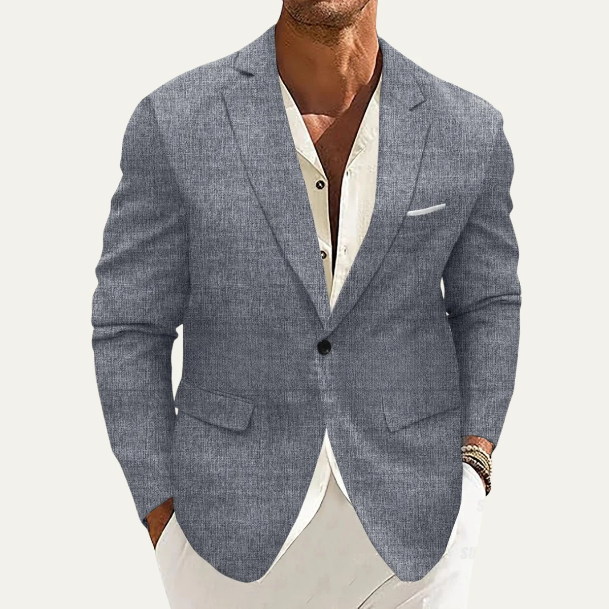 Anne-Marie | Single Breasted Linen Blazer