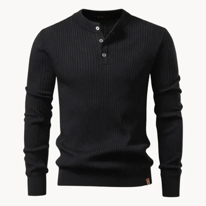 Mathieu | Ribbed Wool Henley Knit