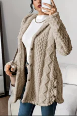 Gaétane | Knitted Argyle Hooded Cardigan