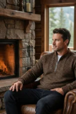 Martial | Elbow Patch Patterned Half Zip