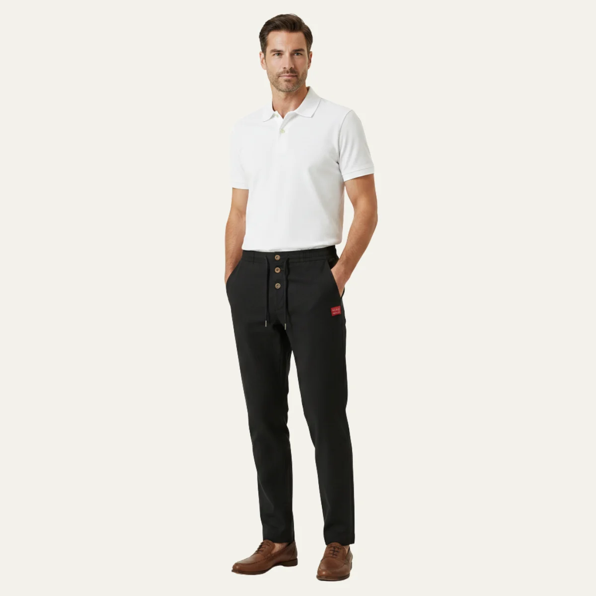 Yolande | Straight Leg Cotton-Linen Trousers