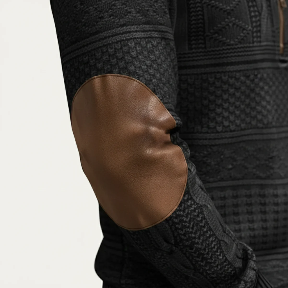 Martial | Elbow Patch Patterned Half Zip