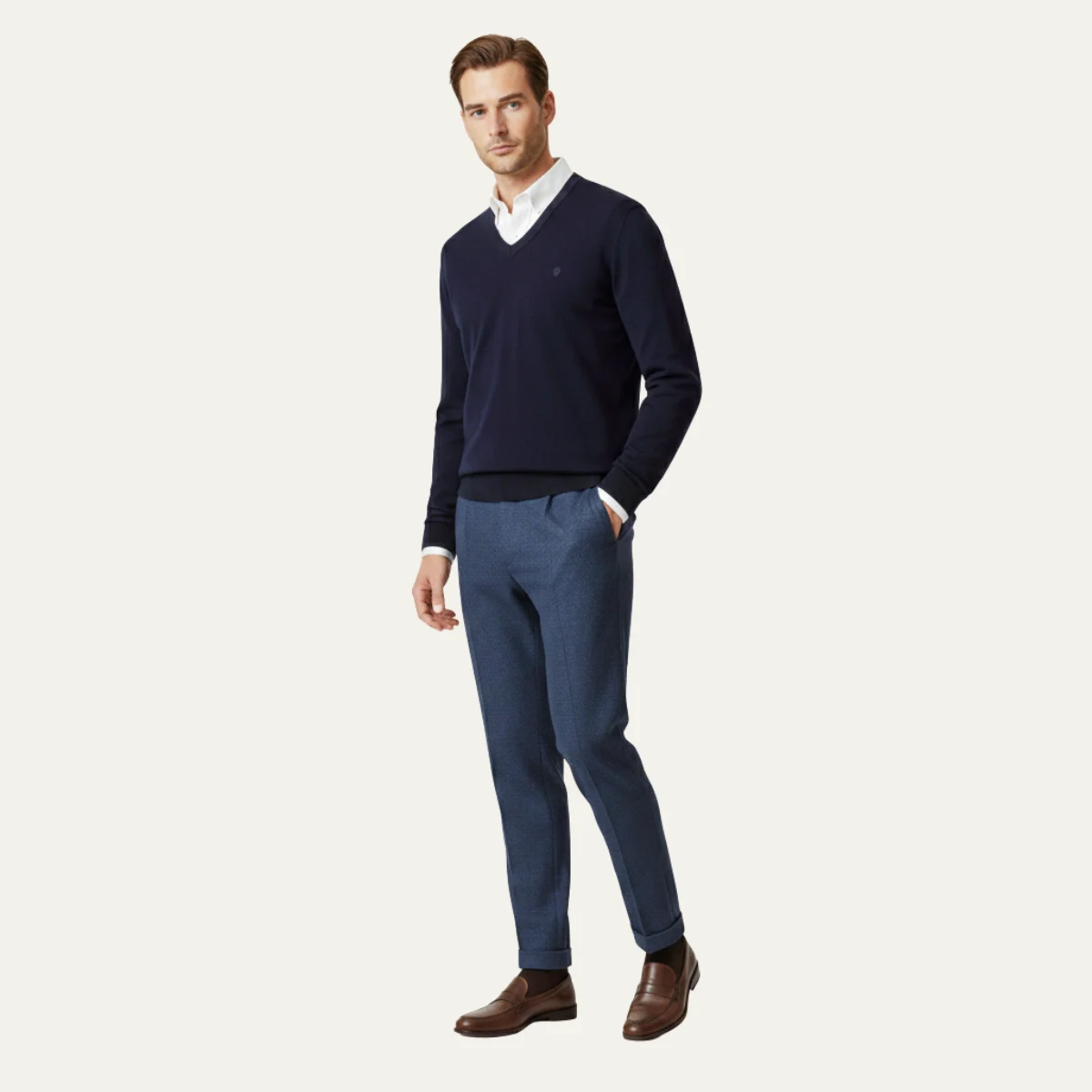 Fabienne | Herringbone Wool Trousers