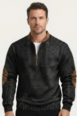 Martial | Elbow Patch Patterned Half Zip