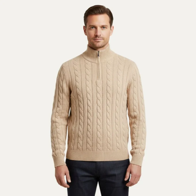 Laurier | Merino Cable Front Half Zip