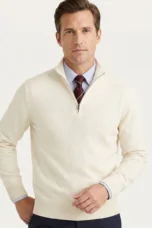 Corentin | Fine Cotton Quarter Zip Knit