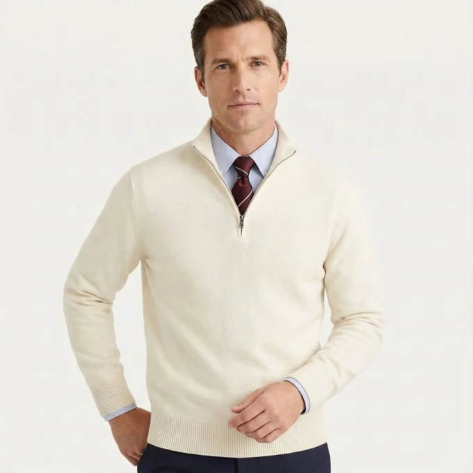 Corentin | Fine Cotton Quarter Zip Knit