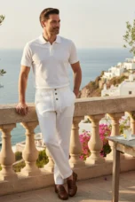 Yolande | Straight Leg Cotton-Linen Trousers