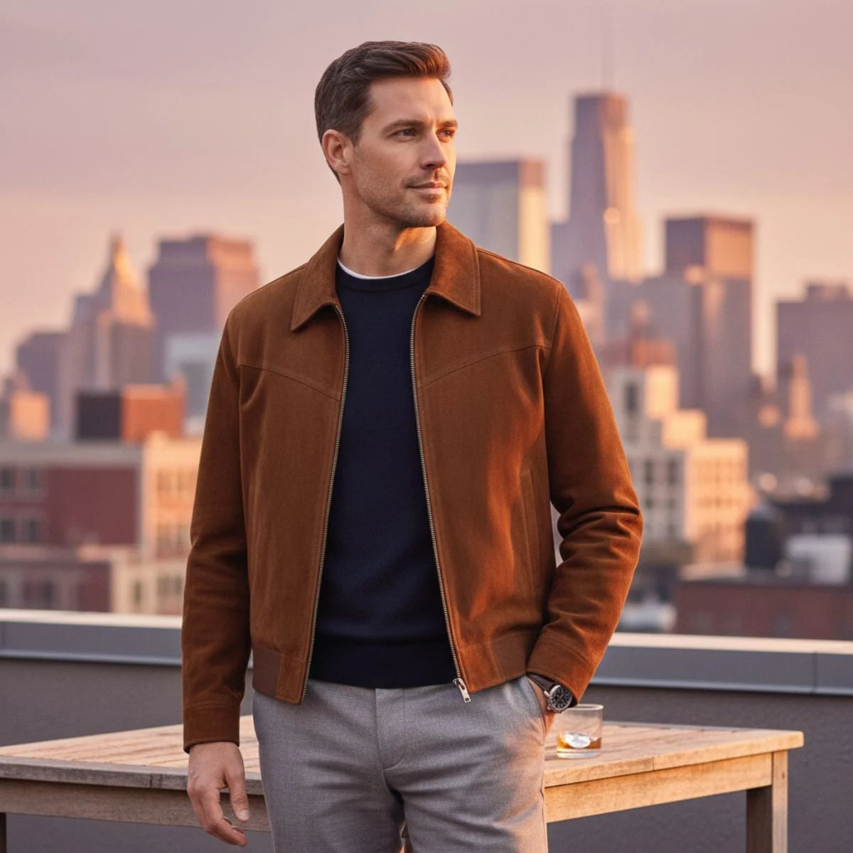 Odilon | Suede Leather Bomber Jacket