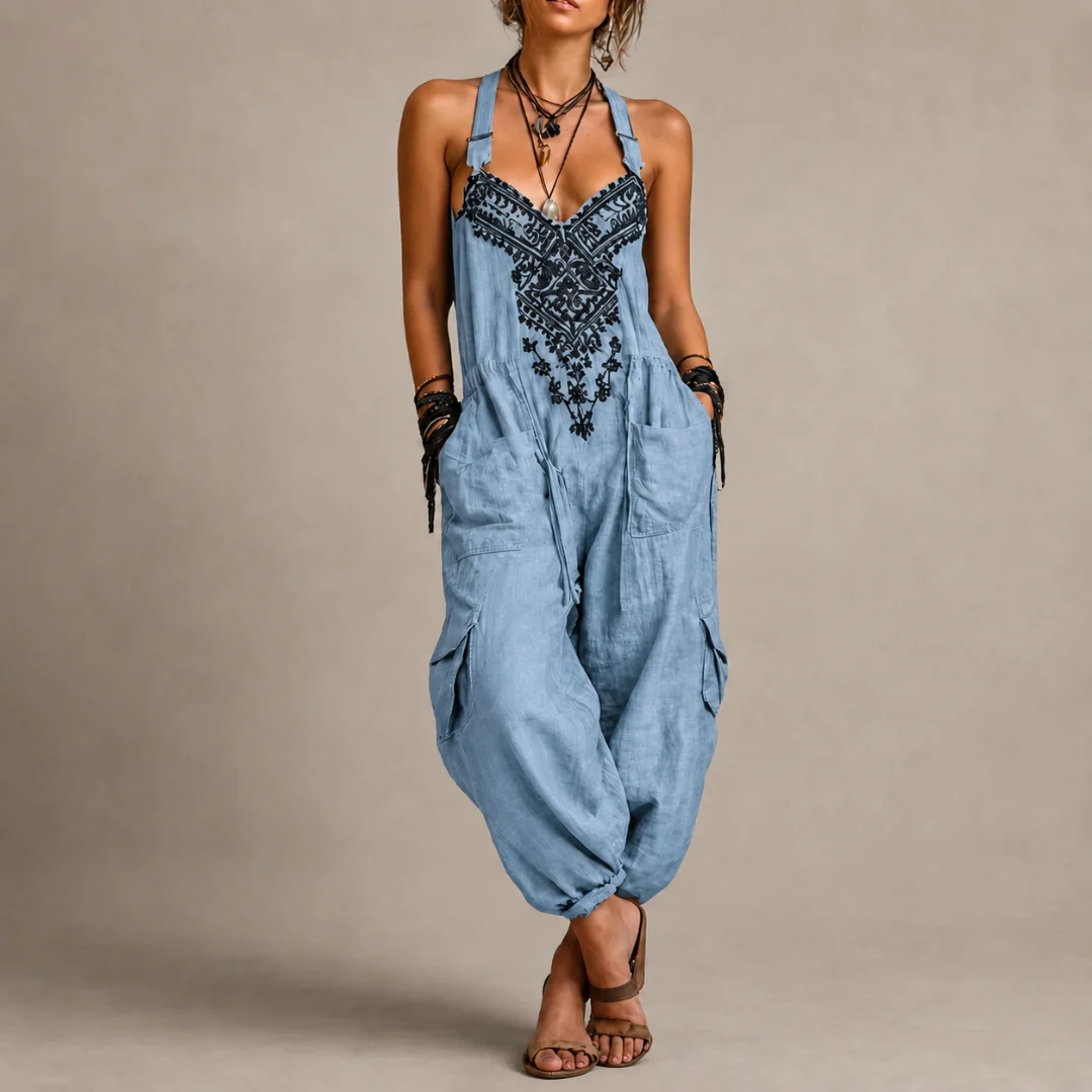 Régina | Embroidered Bodice Jumpsuit