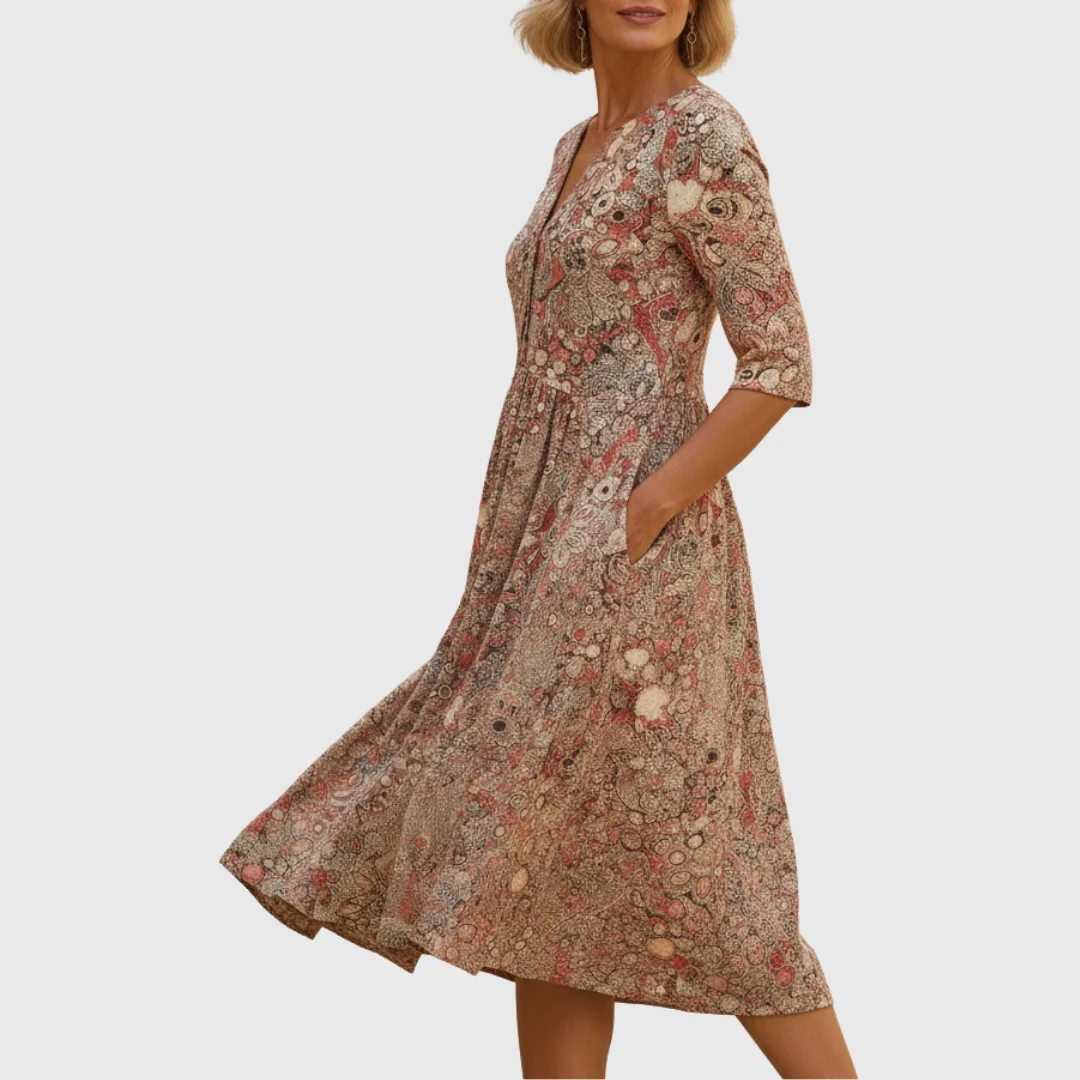 Anastasia | Deep Pocket Draped Midi Dress