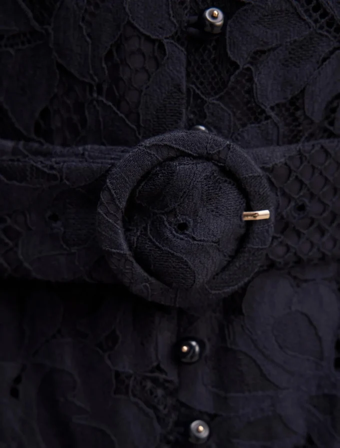 Alberta | Lined Floral Lace Midi Dress