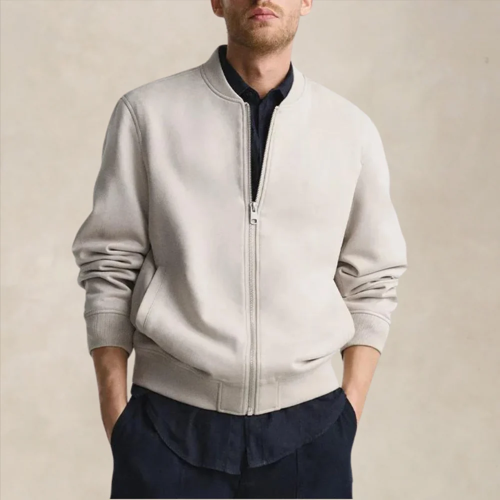 Damien | Brushed Cotton Zip Front Jacket