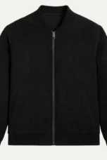 Theophile | Ribbed Cuff Faux Suede Jacket
