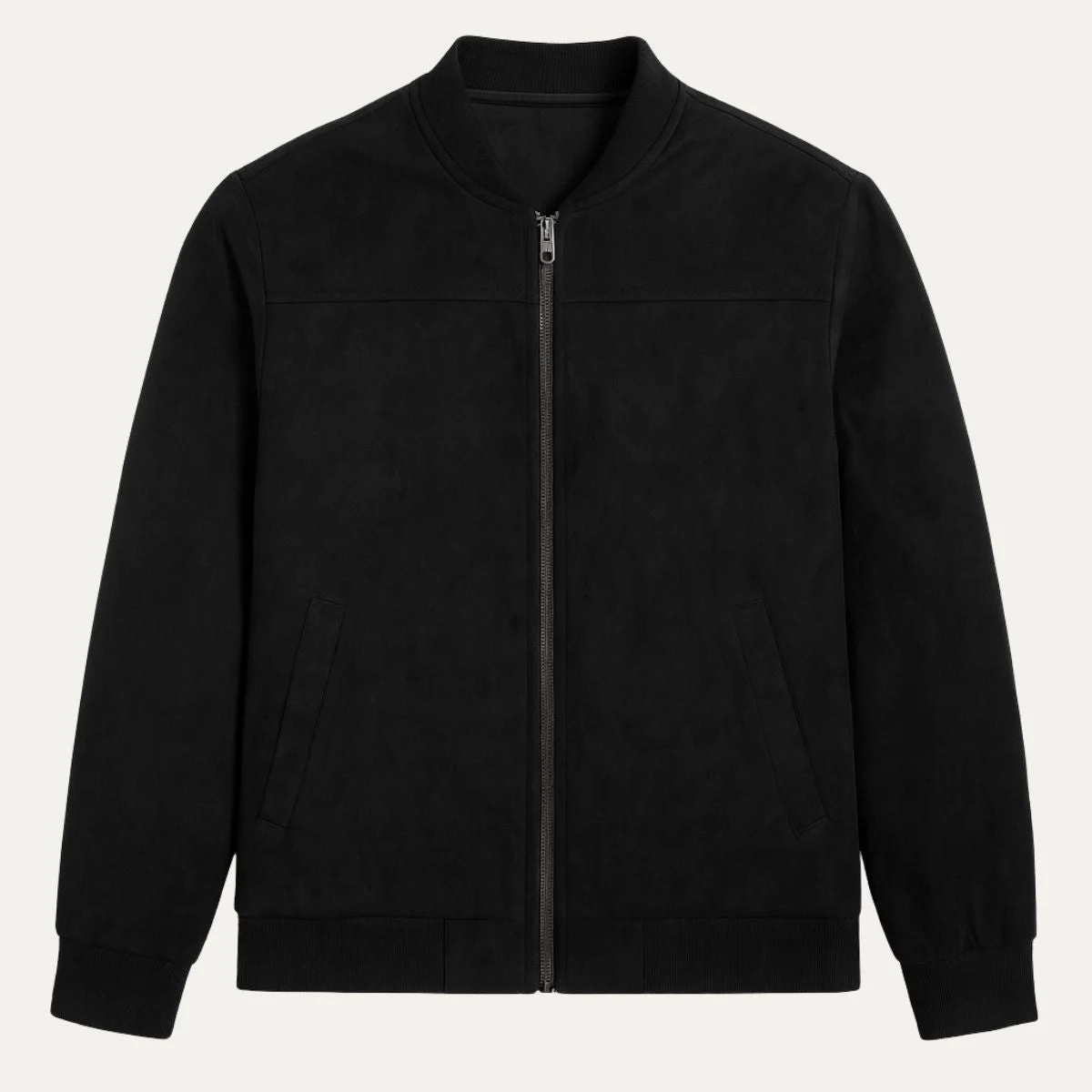Theophile | Ribbed Cuff Faux Suede Jacket
