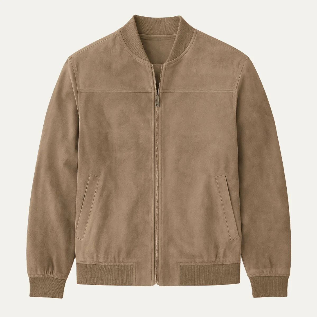 Theophile | Ribbed Cuff Faux Suede Jacket