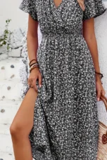 Ozéline | Flutter Sleeve Split Maxi Dress
