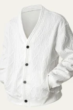 Guillaume | Diamond Cable V Neck Cardigan